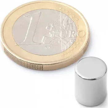 Dekorativní magnet SOLLAU Neodymový magnet válec D 8x10 mm, Neodym, N38, poniklovaný