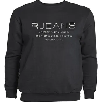 Pánská mikina Pánská mikina černá REPLIKA JEANS s potiskem 5XL - 6XL Replika Jeans ODE-REP-99853-0099 - 5XL