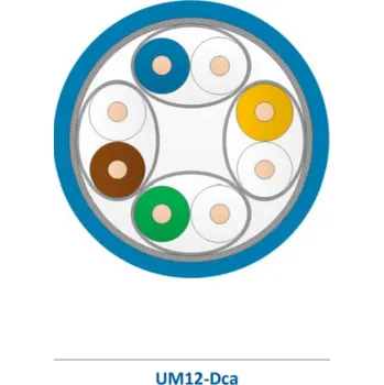 Síťový kabel UM12-Dca-1000BU Kabel S/FTP, kat. 7A, AWG23, HFFR-LS ,Dca s1a d1 a1, 1000m cívka, modrý