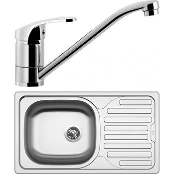 Nerezový dřez Set Sinks N41 (dřez Classic 760 V 0,5 mm, matný + baterie Pronto Chrom - lesklý)