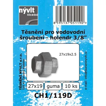 SADA těsnění holendru 3/8" ploché - guma 19 x 27 x 2 mm - CH1/119D
