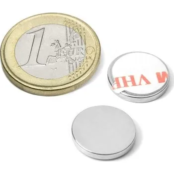 Dekorativní magnet SOLLAU Neodymový magnet válec (samolepící) D 15x2 mm, Neodym, N38, poniklovaný