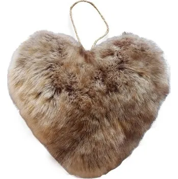 Vánoční ozdoba Závěsná dekorativní ozdoba chlupatého hnědého srdce - 10*5*10cm