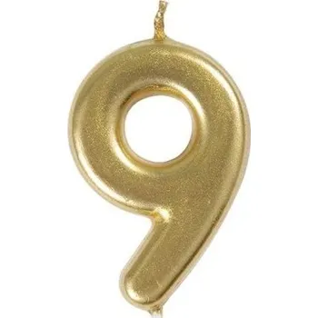 Dortová svíčka Unique SVÍČKA číslice 9 zlatá