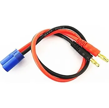 Nabíjecí kabel 20cm/ 12AWG - 4mm bullet/ EC5 samec