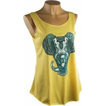 Dámské tílko na široká ramínka Jóga - Slon - Sytě žlutá