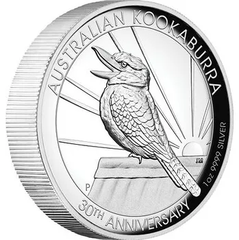 Stříbrná mince 1 Oz Australian Kookaburra (Ledňáček) 2020 30.výročí (1990-2020) High Relief PROOF