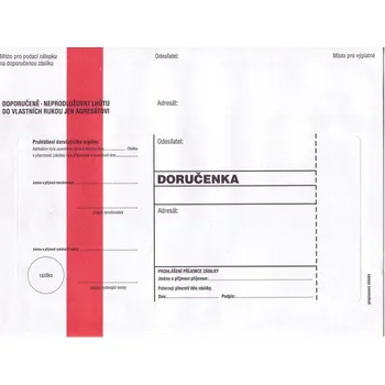 Obálka Doručenka B6, 125x176, červený pruh, olizová, 1000 ks