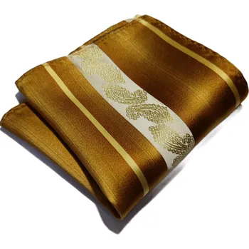 Kravata Fišer Hedvábný kapesníček zlatý se vzory 206-3