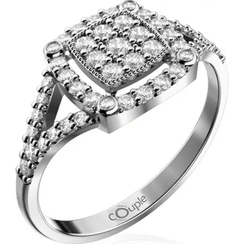 Šperk Couple, Třpytivý prsten Kostka, bílé zlato se zirkony, vel. 58, prům. 18.5 mm, 585-66-1-0309.1B00.0.58.001