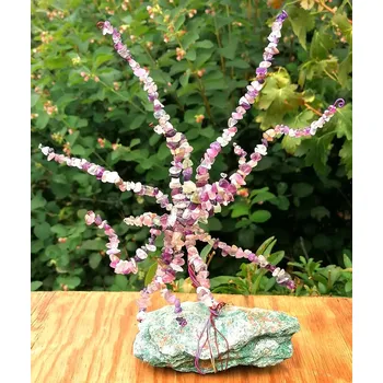 Fluoritový strom života, exkluzivní 27 cm,ručně vyrobeno (na fuchsitu)