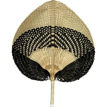 Karnevalový doplněk Světle hnědo černý vyplétaný srdcovitý dekorativní vějíř - 40 cm