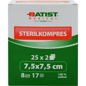 Zdravotnický materiál Gázový kompres STERILKOMPRES 7.5x7.5cm 25x2ks