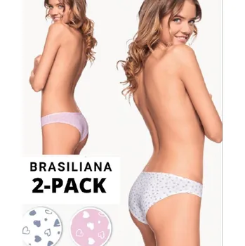 Kalhotky INFIORE Dámské kalhotky Infiore 885 Brasil Srdíčka 2-PACK bílá + orchidea - L/4