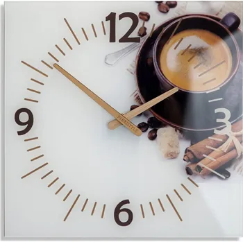 Hodiny Kuchyňské hodiny s dřevěnými ručičkami a motivem kávy