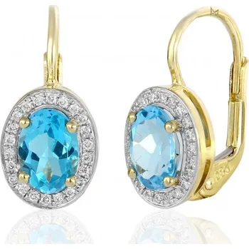 Náušnice Elegantní zlaté náušnice Gwen s brilianty a modrými topazy Materiál šperku: Žluté zlato