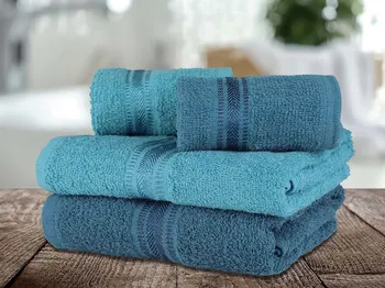 XPOSE Ariel dárkové balení ručníků 2x 50 x 90, 2x 30 x 50 cm azurové/petrolejové