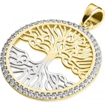Přívěsek Zlatý přívěsek Tree of Life se zirkony Materiál šperku: Kombinované zlato