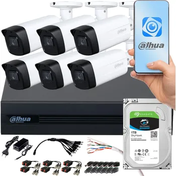 Sledovací sada Dahua XVR 1TB 6x FullHD IR80m kamera s klaksonem