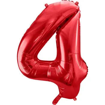 Fóliový balónek číslo 4, 86cm, červená
