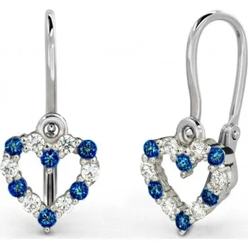 Náušnice Dětské náušnice Viola, zlato s barevnými zirkony Materiál šperku: Bílé zlato, Barevné varianty zirkonů: Tmavě modré zirkony