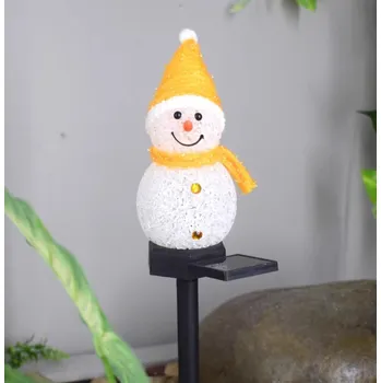 Vánoční dekorace Solární zahradní světlo, Sněhulák, studená bílá, různé varianty na výběr Oranžová