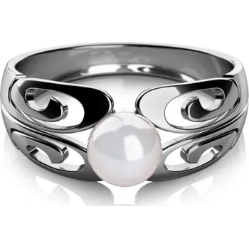 Prsten Zajímavý prsten Brina, zlato a perla Materiál šperku: Bílé zlato, Velikost: 55