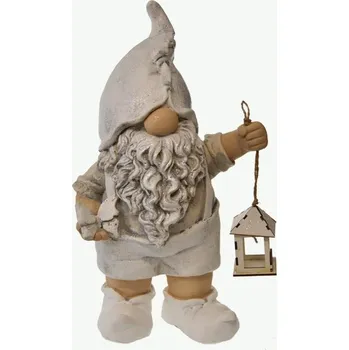 Zahradní dekorace Zahradní postava - Trpaslík s lucernou 44 cm SNOW