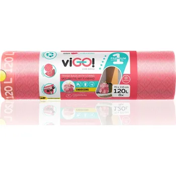 Pytle na odpadky Vigo pytle na odpadky zatahovací, 120 l, 70x110 cm, LDPE,s vůní jahod, 8 ks, 38 µm