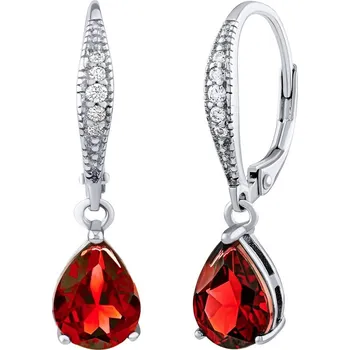 Náušnice Stříbrné náušnice June s přírodním granátem a Brillinace zirconia JJJS0591EGA