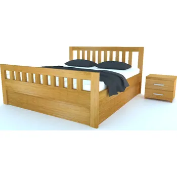 Postel Postel Postelia MIA PLUS s úložným prostorem, Dub 180x200 - Postel z masivu 3,7 cm