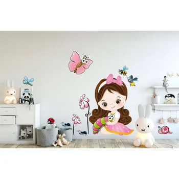 Samolepící dekorace Krásná dětská nálepka na zeď s motivem děvčátka 60 x 120 cm