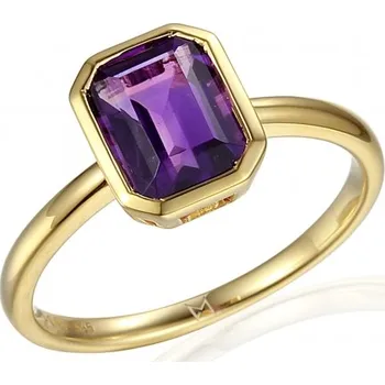 Prsten Prsten Naomi, žluté zlato a fialový ametyst Velikost: 46