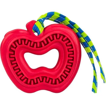 Hračka pro psa Hračka HIPHOP přírodní guma - dentální jablko pro štěňata s látkovým střapcem 8cm