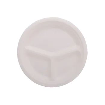 Jednorázové nádobí EcoPack Talíř z cukrové třtiny 26 cm 3-dílný bílý ba1/10 ks