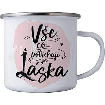 Plechový smaltový hrnek 350 ml pro zamilované - láska