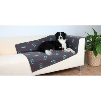 Pelíšek pro psa Deka pro psy BARNEY šedá s modrými kostičkami 150x100cm TR