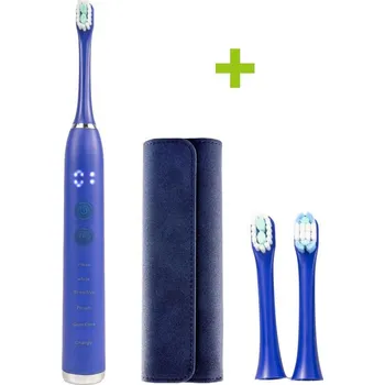 Elektrický zubní kartáček Sonický elektrický zubní kartáček OXE Sonic T1-B, cestovní pouzdro a 2x náhradní hlavice, modrá