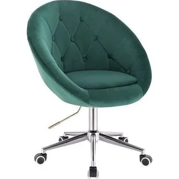 LuxuryForm DESIGN Kosmetické křeslo VERA VELUR na stříbrné podstavě s kolečky - zelené