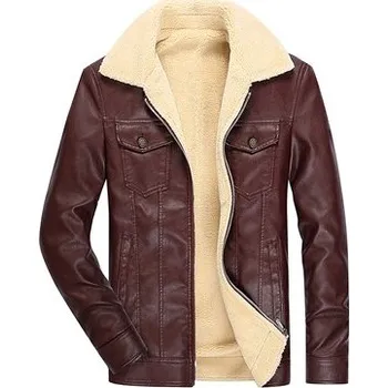 Moto bunda Kožená bunda s náprsnými vreckami a kožušinovou podšívkou Barva: Vínová, Velikost: 3XL