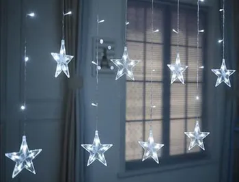 Vánoční osvětlení Vánoční závěs hvězdičky 196 LED studená bílá