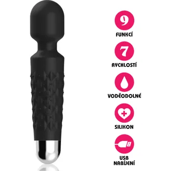 Vibrátor VšeNaSex.cz Masážní vibrátor USB Silicone Magic Wand černý