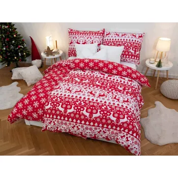 Povlečení Bavlněné povlečení Veselé Vánoce 140 x 200, 70 x 90 cm zipový uzávěr