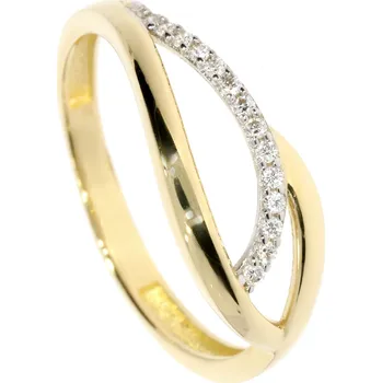 Prsten Zlatnictví Helios Prstýnek ze zlata s linkou zirkonů Velikost: 58, Váha: 1,65g