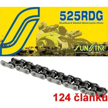 Řetězová sada pro motocykl Sunstar řetěz 525RDG barva černá, 124 článků