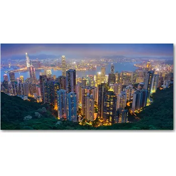 Obraz Moderní skleněný obraz z fotografie Noční Hongkong