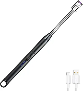 Zapalovač Plazmový flexibilní elektrický zapalovač 26,5 cm černý/stříbrný + USB kabel