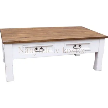 Komoda Konferenční stolek SWEET HOME CEN06 Barevné provedení: Bílá - bezbarvý vosk, Provedení: Nohy vyřezávané