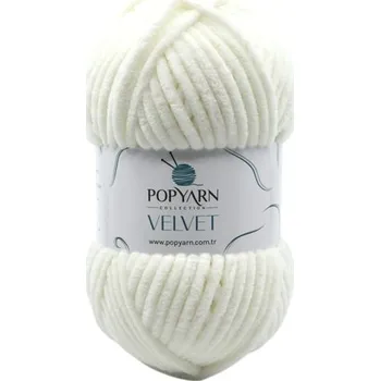 Příze POPYARN Pletací příze Velvet B02 - krémová