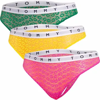 Kalhotky TOMMY HILFIGER DÁMSKÉ KALHOTKY TANGA 3P FULL LACE THONG YELLOW/GREEN/PINK UW0UW02524 0Y0 Velikost: XS